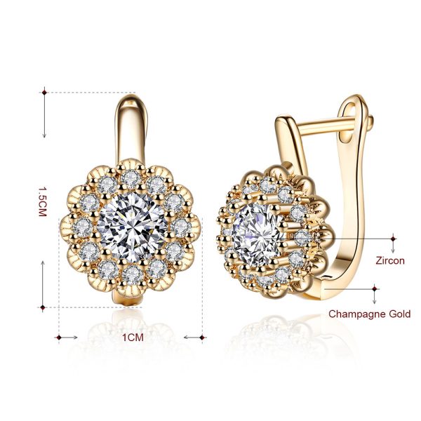 Women's Fashion K Gold Diamond Earrings - Imagen 4