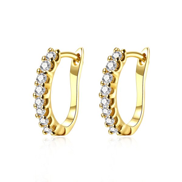 Women's Fashion K Gold Diamond Earrings - Imagen 8