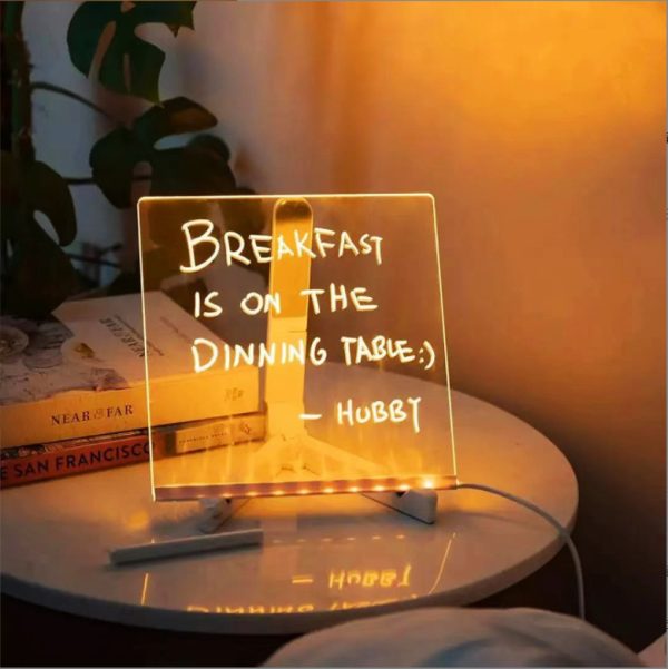 Acrylic DIY Note Board LED Night Light Creative Message Board Holiday Lamp With 7Pens USB LED Desk Lamp Note Daily Moment Painting Lamp - Imagen 6