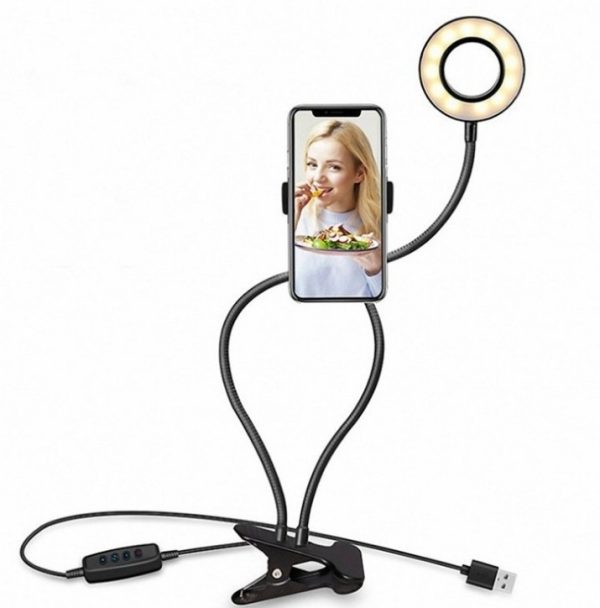 LED Selfie Ring Light for Live Adjustable Makeup Light-8cm Stand - Imagen 4