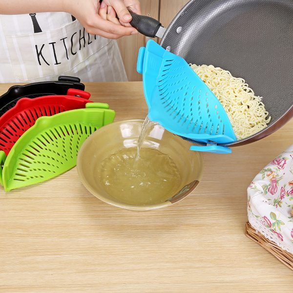 Silicone Clip-on Pot Pan Bowl Funnel Oil Strainer Creative Rice Washing Colander for Draining Liquid Fits All Pot Size - Imagen 4