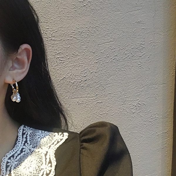Pearl tassel earrings simple earrings - Imagen 5