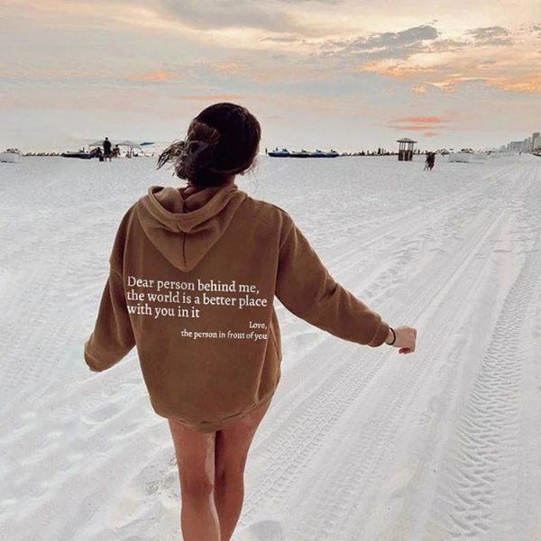 Women's Plush Letter Printed Kangaroo Pocket Drawstring Printed Hoodie Unisex Trendy Hoodies - Imagen 9