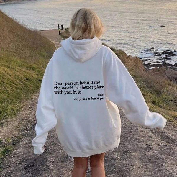 Women's Plush Letter Printed Kangaroo Pocket Drawstring Printed Hoodie Unisex Trendy Hoodies - Imagen 3