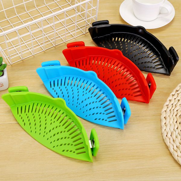 Silicone Clip-on Pot Pan Bowl Funnel Oil Strainer Creative Rice Washing Colander for Draining Liquid Fits All Pot Size - Imagen 5