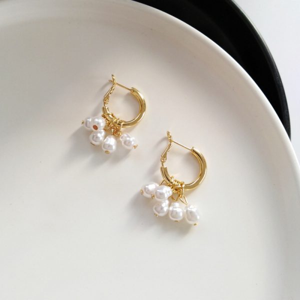 Pearl tassel earrings simple earrings - Imagen 6