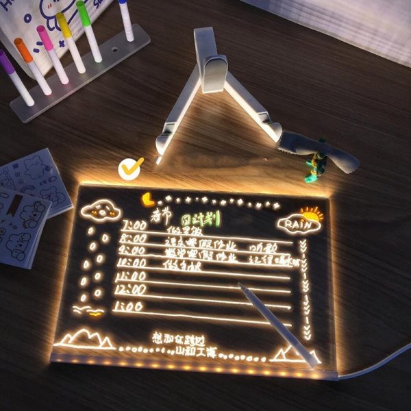 Acrylic DIY Note Board LED Night Light Creative Message Board Holiday Lamp With 7Pens USB LED Desk Lamp Note Daily Moment Painting Lamp - Imagen 7
