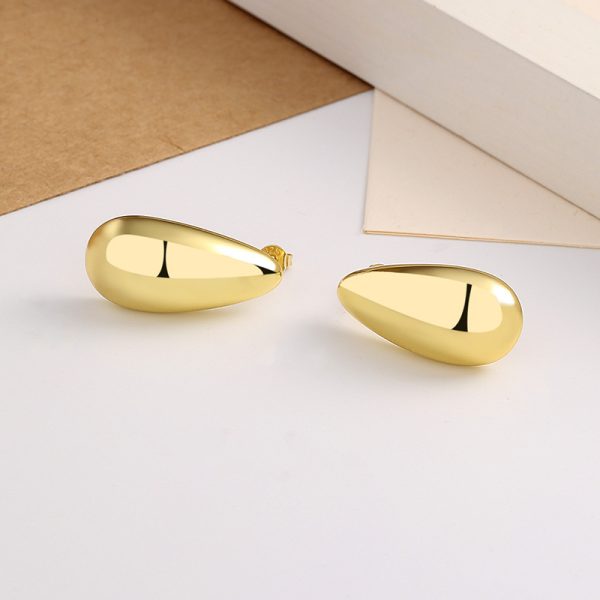 Fashion Jewelry Water Drop Glossy 16k Real Gold Plating Simple And Elegant Earrings - Imagen 2