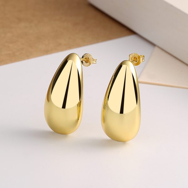 Fashion Jewelry Water Drop Glossy 16k Real Gold Plating Simple And Elegant Earrings - Imagen 6