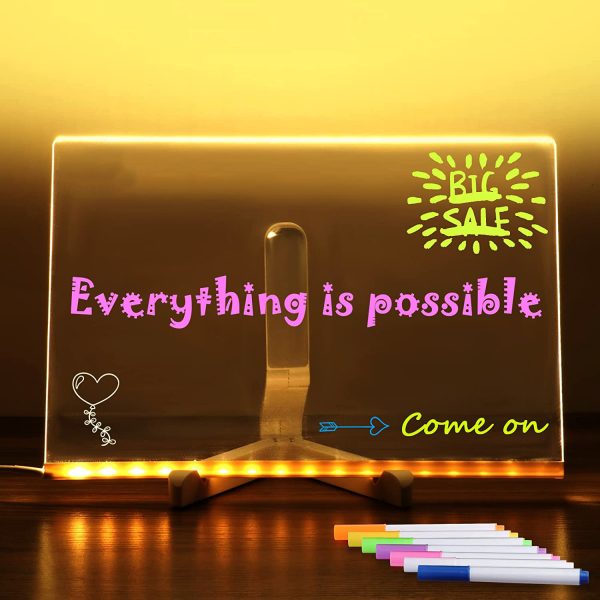 Acrylic DIY Note Board LED Night Light Creative Message Board Holiday Lamp With 7Pens USB LED Desk Lamp Note Daily Moment Painting Lamp - Imagen 8