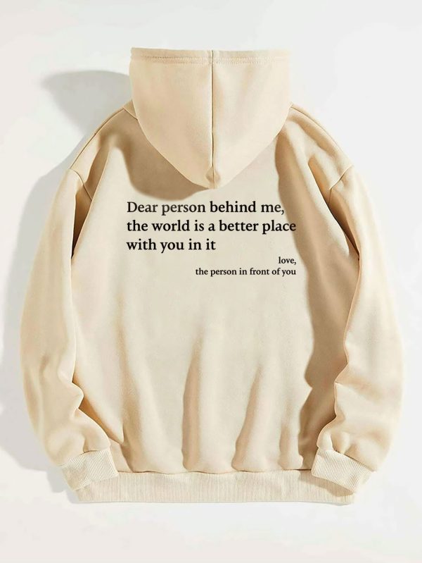 Women's Plush Letter Printed Kangaroo Pocket Drawstring Printed Hoodie Unisex Trendy Hoodies - Imagen 8