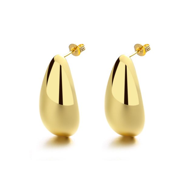 Fashion Jewelry Water Drop Glossy 16k Real Gold Plating Simple And Elegant Earrings - Imagen 5