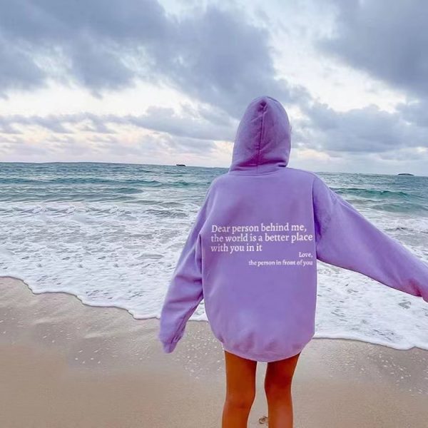 Women's Plush Letter Printed Kangaroo Pocket Drawstring Printed Hoodie Unisex Trendy Hoodies - Imagen 6