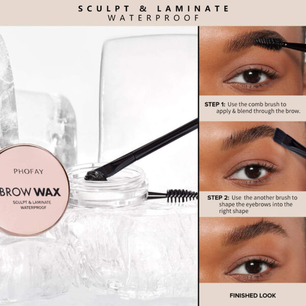 Cera Modeladora para Cejas PHOFAY Sculpting Eyebrow Wax – Fijación Duradera y Resistente al Agua, 7 g - Imagen 4