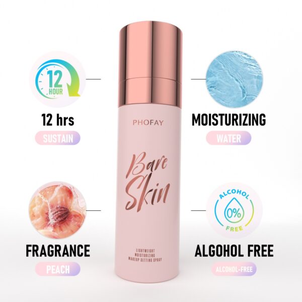 PHOFAY Moisturizing Setting Spray – Fijador de Maquillaje Hidratante y de Larga Duración - Imagen 3