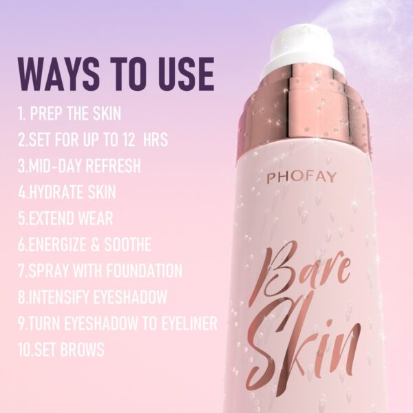 PHOFAY Moisturizing Setting Spray – Fijador de Maquillaje Hidratante y de Larga Duración - Imagen 8