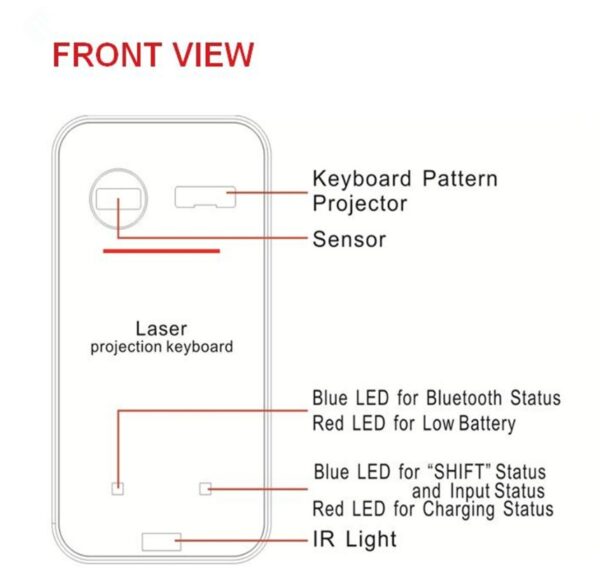Teclado Virtual Láser Bluetooth LEING FST – Proyector Inalámbrico QWERTY con Función Mouse para PC, Laptop y Tablet - Imagen 4