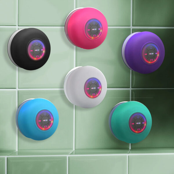 Parlante Bluetooth Impermeable con Luz LED y Ventosa de Alta Potencia – BTS07, Sonido 360°, Manos Libres, Ideal para Ducha, Auto, Exterior y Fitness - Imagen 6